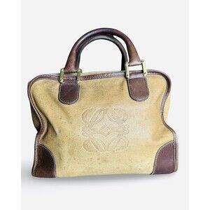 Loewe Amazona handbag  beige suede with brown leather trim